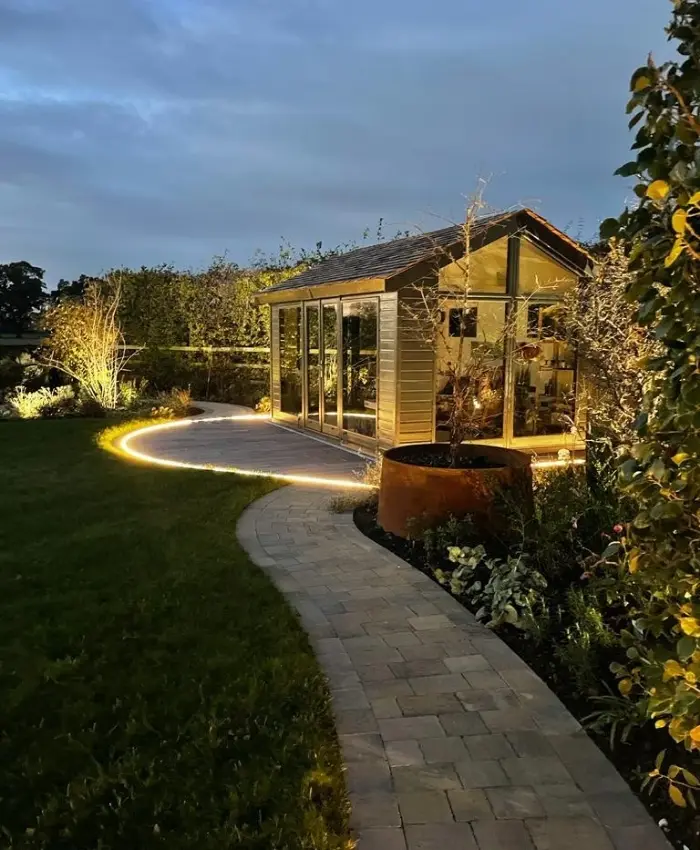 Outdoor Living Area with Modern Garden Features Outdoor Living Area with Modern Garden Features