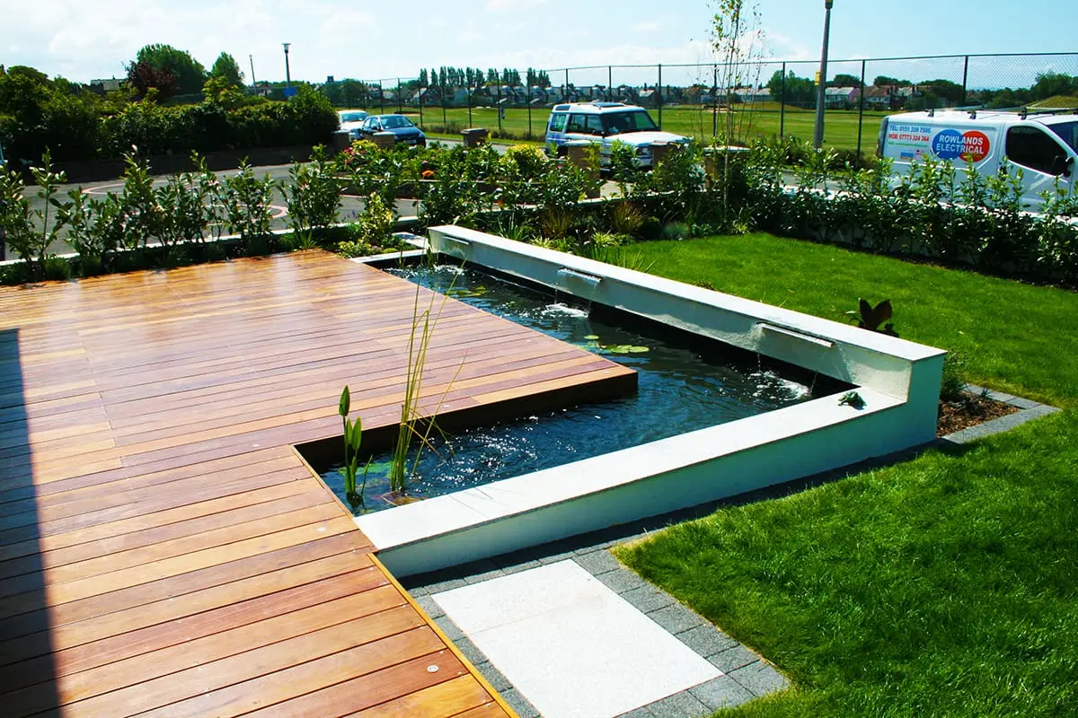 Decking Water Feature Garden Landscape Design Actual Landscapes Cheshire North Wales Flintshire Wirral 3